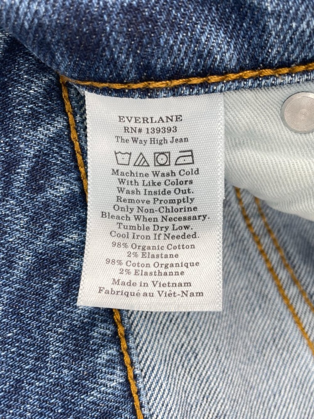 Everlane Way-High Zip Jean In Vintage Blue Size 28 Regular Organic Cotton - Picture 9 of 9